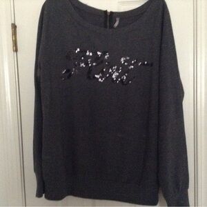 Charlotte Russe Adorable Grey & Black Sequin Long Sleeve Top